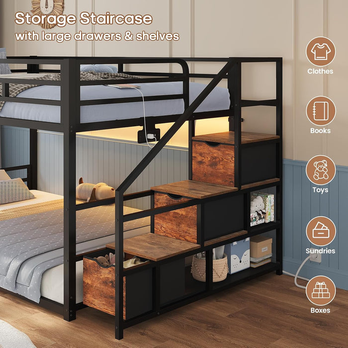 Black Premium SpaceSaving Functionality Twin Bunk Bed