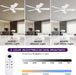 52Inch Ceiling Fans with Lights, Low Profile Ceiling Fan with Light and Remote Control/App Control, DC Reversible Motor, Noiseless, Flush Mount White Ceiling Fan for Bedroom, Indoor/Outdoor Use
