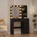 Vanity Desk with Mirror and Lights - Makeup Vanity Desk with 4 Drawers, Built-In Power Outlet & USB, Adjustable LED Lighting, Makeup Table for Bedroom