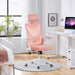 Ergonomic Office Chair, High Back Mesh Desk Chair with Flip-Up Armrests, Adjustable Headrest Computer Chair with Lumbar Support for Home Oiffce Gaming Room, White/Pink