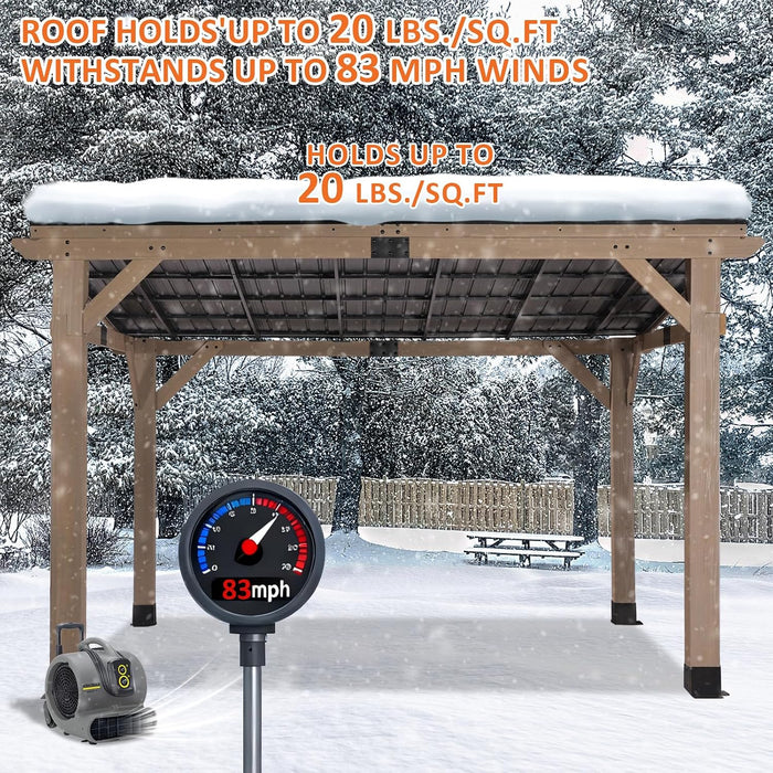 10x12 Cedar Gazebo Gray Weatherproof Sloped Roofing
