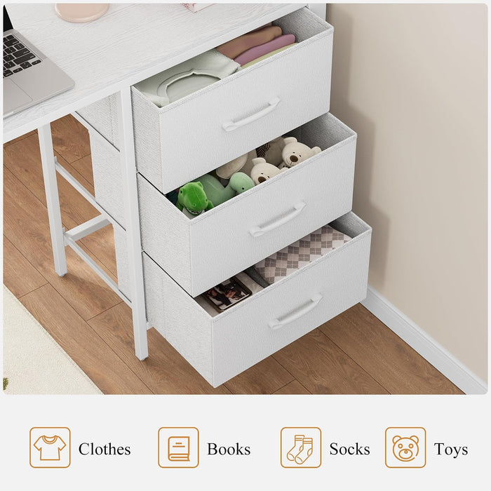 Twin Over Twin White Bunk Bed LShapedDeskWithChargingAndStorage