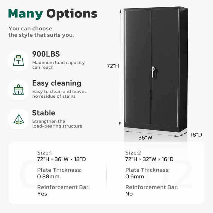 72InchTall GreenVelly Locking Cabinet Metal Storage