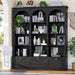 71" Tall Triple Wide Bookshelf with Doors, 5-Tier Large Arched Bookcase | with Cabinets, Modern Bookcases with 15 Storage Shelves, Wood Book Shelf for Living Room, Home Office, Black