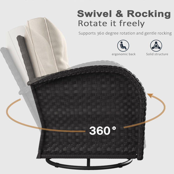 6 Pieces Outdoor Patio Furniture Set, Rattan Wicker Sectional Swivel Rocker Chairs Sets