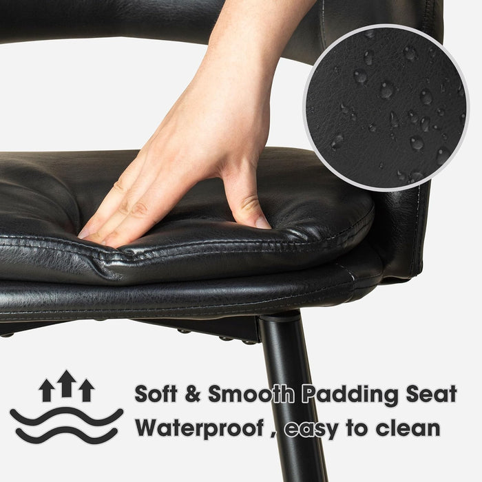 Bar Stools Set of 4, 30" H Upholstered Black Leatherette Barstools with Nailhead Trim, Modern Mid-Century Bar Height Bar Chairs with Metal Tapered Legs for Kitchen Island, Bistro