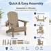 Folding Adirondack Chairs Set of 6 with Cup Holders, Heavy Duty HDPE Plastic Outdoor Chairs, Weather Resistant Heavyweight Patio Furniture Set for Deck, Fire Pit, Backyard, Brown