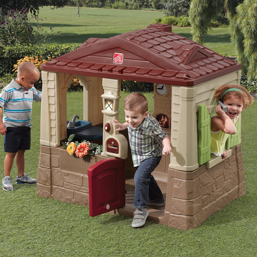 Neat & Tidy Cottage II Brown Playhouse Plastic Kids Outdoor Toy