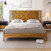 Vivian 14 Inch Deluxe Bed Frame with Headboard, Rustic & Scandinavian Style with Solid Acacia Wood, No Box Spring Needed, 12 Strong Wood Slat Support, Easy Assembly, King, Rustic Golden Brown