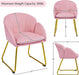 Modern PU Leather Armchair, Flower Shaped Makeup Chair Vanity Chair with Golden Metal Legs for Living Room/Makeup Room/Bedroom/Home Office/Kitchen, Simple Pink