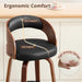 Swivel Bar Stools Set of 2,26" Faux Leather Upholstered Counter Height Barstools with Back,Mid-Century Modern Bar Chairs with Bentwood Legs and Footrest for Kitchen Island Bar Counter Black