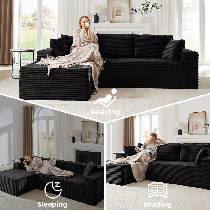 104 Inch L Shape Modular Sectional Couch with Chaise - ShipItFurniture