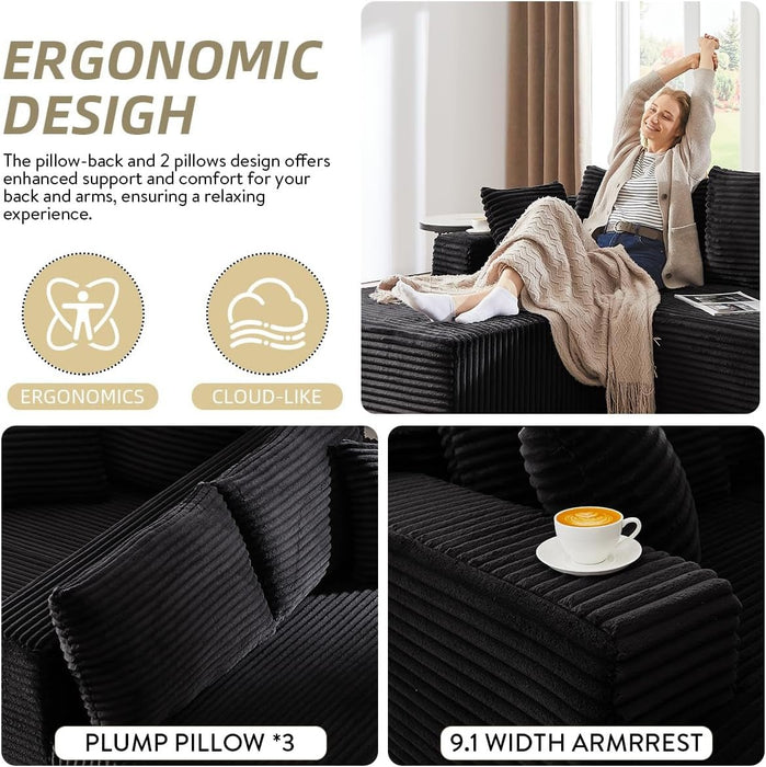 104 Inch L Shape Modular Sectional Couch with Chaise - ShipItFurniture