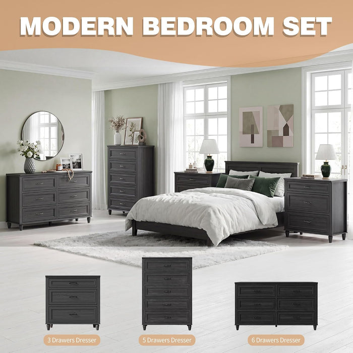 5 Drawer Dresser for Bedroom, 31.5" Wide Modern Closet Chest of Drawers with Metal Handles,Wood Nightstand Storage Organizer for Living Room, Hallway, Grey
