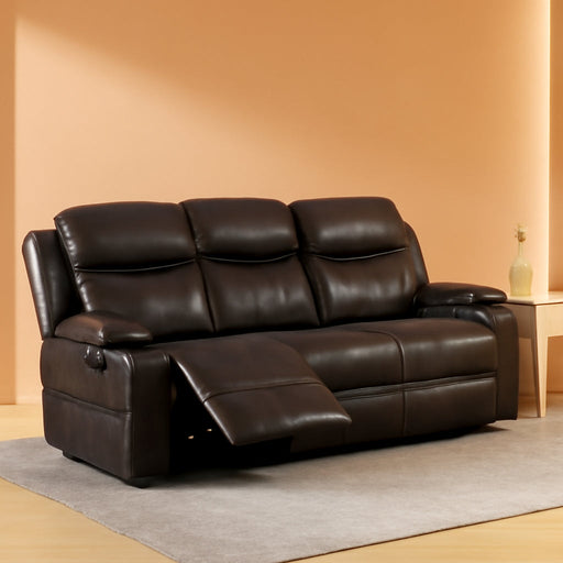 Reclining Sofa - 3 Seater Manual Recliner with Massage and Heat, Cup Holders, Loveseat Recliner Couch for Living Room(Brown)