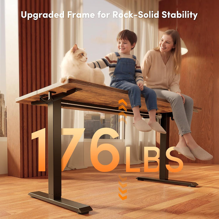 Standing Desk 55 × 24 Inch Electric Height Adjustable, Rustic Brown