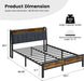 Queen Size Bed Frame with Storage Headboard, LED Lights