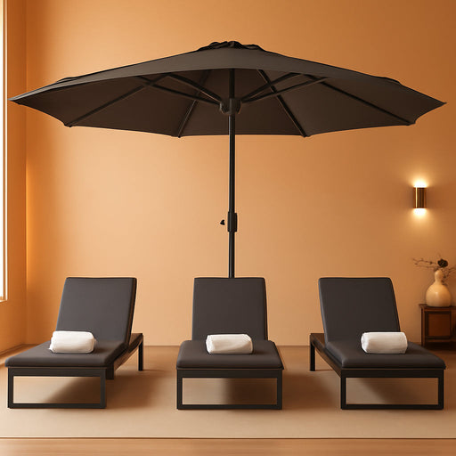 15 Ft Double-Sided Large Patio Umbrella Dark Gray