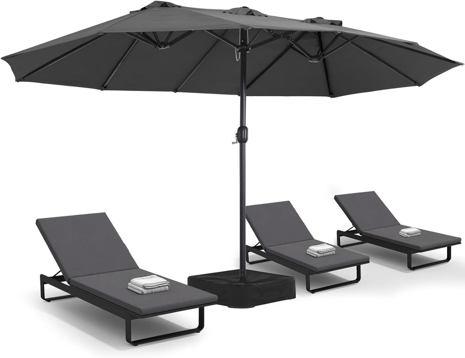 15 Ft Double-Sided Large Patio Umbrella Dark Gray