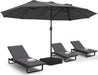 15 Ft Double-Sided Large Patio Umbrella Dark Gray