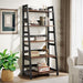 5-Tier Bookshelf Industrial Bookcase, 5 Shelf Ladder Shelf Book Storage Shelf Organizer for Living Room, Home Office