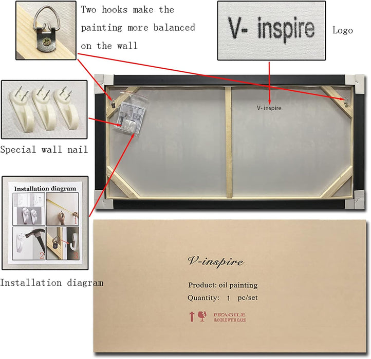 Art,24X48 Inch Modern Abstract Hand Painted Frame Oil Paintings Sailing Boat on the Sea Acrylic Canvas Hanging Painting Living Room Bedroom Wall Art Home Decoration