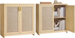Boho Buffet Cabinets, Set of 2, with Rattan-Look Doors