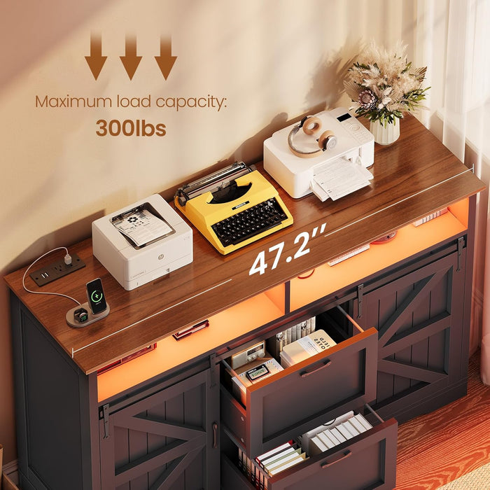47.2 Black File Cabinet With Organization Solutions