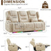 RV Power Loveseat Recliner Sofa, Leathaire Fabric 3-Seater Wall Hugger Reclining Sofa, Home Theater Seating Chair with Cup Holders, 3 Person Couch RV Furniture for Living Room, Beige