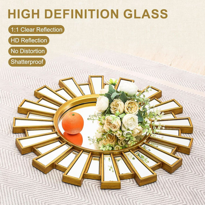 Sunburst Mirror Gold TwentyFourInchDiameter Wall Decor