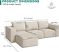 107 Inch Cloud Modular Sofa with Deep Seats Comfort - ShipItFurniture