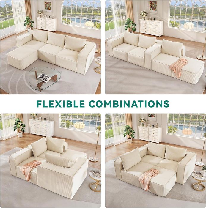 107 Inch Cloud Modular Sofa with Deep Seats Comfort - ShipItFurniture