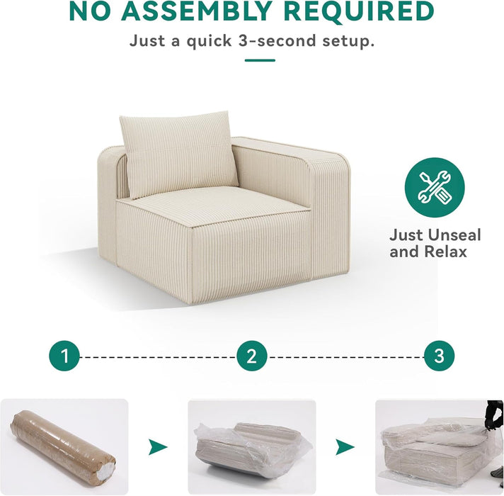 107 Inch Cloud Modular Sofa with Deep Seats Comfort - ShipItFurniture