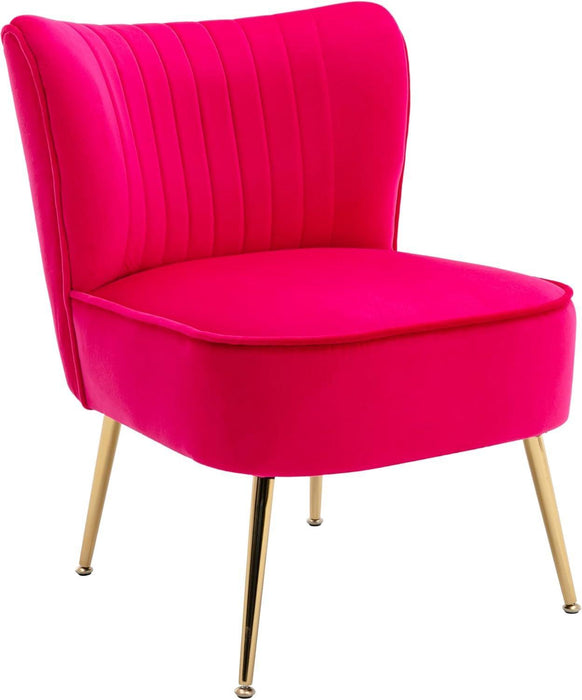 Midcentury Velvet Slipper Chair Armless 20.5In Pink