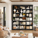 71" Triple Wide Bookshelf, 6 Tier Tall Bookshelf, Large Book Shelf with Curved Baffle, 63.4" Wide Bookcase with 18 Open Display Shelves for Living Room, Study, Black