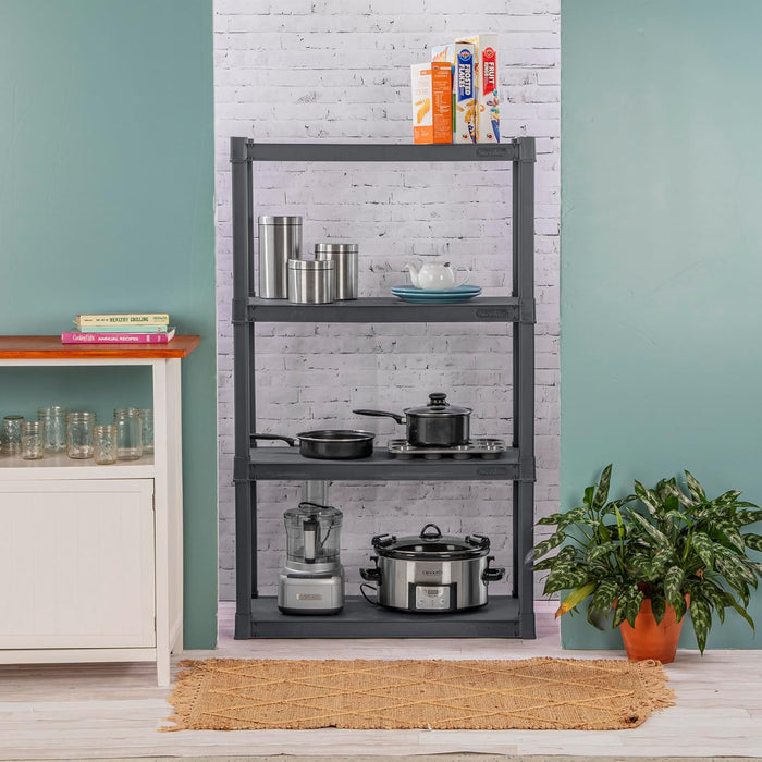 Gray Four Shelf Polypropylene Storage Cabinet Bundle