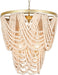 6 Light Contemporary Farmhouse Wooden Beaded Chandelier