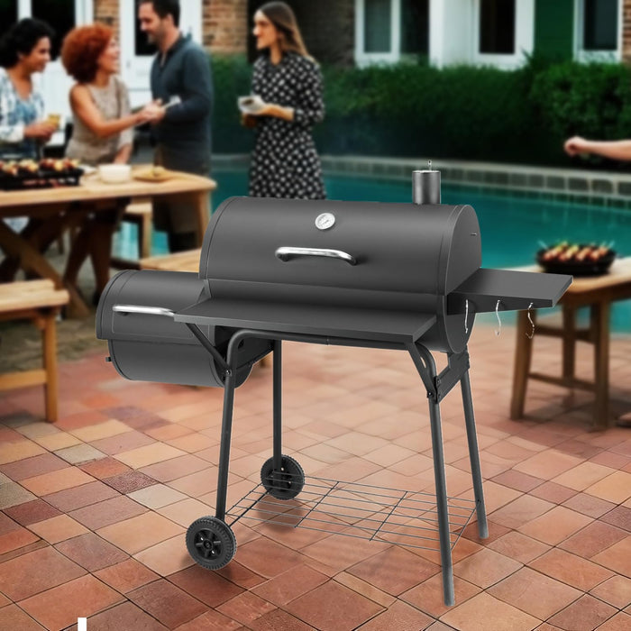 Charcoal Grill with Offset Smoker,Bbq Grills with Side Table,Outdoor Cooking with 714 Square Inches,Backyard Camping Picnics, Patio and Parties, Black by