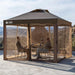 CROWN SHADES Gazebo 10X10 Pop up Canopy with Mosquito Netting, Screen Tent with 4 Ropes, 8 Stakes, 4 Sandbags and Wheeled Storage Bag, Canopy for Patio & Backyard Parties,Camping&Events -(Coffee)