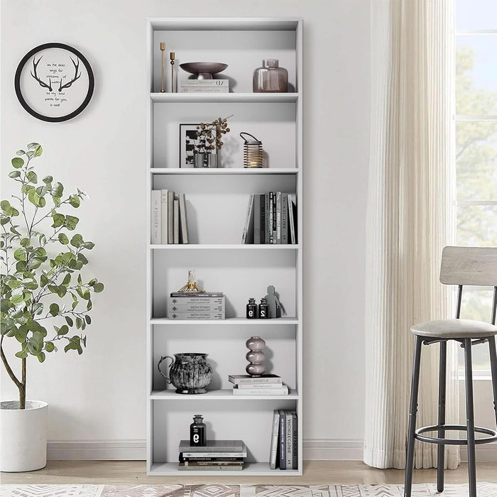71" Tall 6-Tier Bookshelf, Large Open Display Bookcase with Ample Storage, Floor Standing Book Shelf for Living Room, Home Office, Bed Room, White