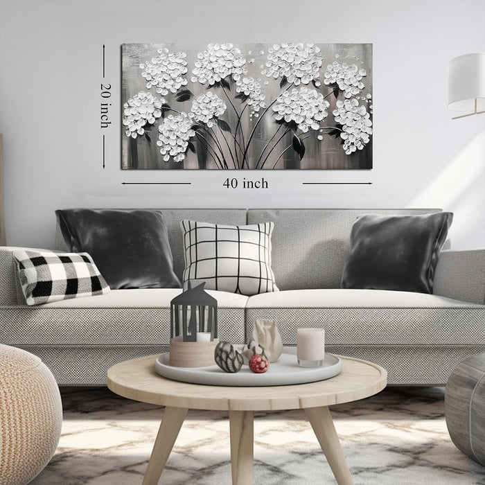 Flower Canvas Wall Art for Bedroom Women Black and White Painting | 20 X 40 Inch Girls Room Decor,Floral Painting Wall Decor,Office Decorations for Women,Living Room Wall Art