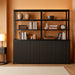 Fluted Book Shelf with Doors 75" Tall Bookshelf with Storage | 6 Tier Large Bookcase with Bottom Cabinet - Modern Metal Book Case for Living Room, Home Office, Kitchen, 3 Pieces