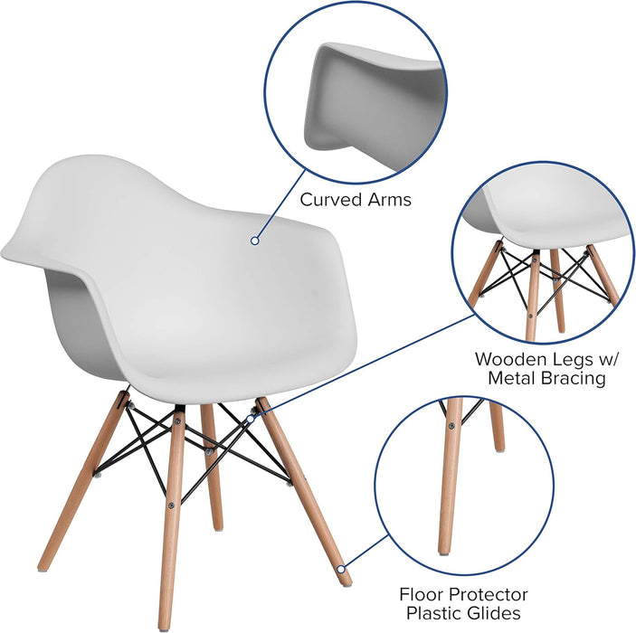 Alonza Series White Plastic Chair with Wooden Legs