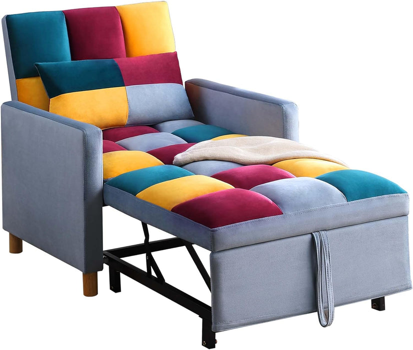 Convertible Sleeper Sofa Chair Rainbow 3In1 Compact