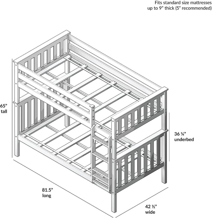 White Twin Over Twin Bunk Bed CraftedFromSolidNewZealandPine