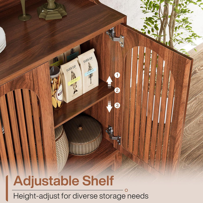 Sideboard Buffet Cabinet, 57" Farmhouse Storage Cabinet with Shutter Doors and Adjustable Shelf, Freestanding Kitchen Cabinet TV Stand for Dining Room, Living Room, Kitchen