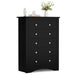 Tall Five Drawer Dresser Black Wood Storage Organizer