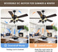 Ceiling Fans with Lights and Remote-Indoor/Outdoor Ceiling Fans,52'' Low Profile Flush Mount Ceiling Fan with Clear Seeded Glass Light Kit, 52" Farmhouse Ceiling Fan Quiet Reversible Motor