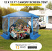 12X12 Pop-Up Gazebo Starry Sky Screen Canopy Tent Screen House for Camping, Screen Room with Mosquito Netting, Hub Tent Instant Screened Canopy with Carrying Bag and Ground Stakes, Blue