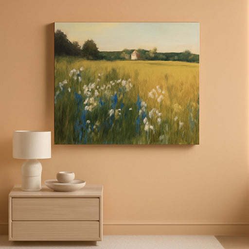 Vintage Landscape Canvas Wall Art Nature Rustic Countryside Picture 40''X20'', Modern Textured Painting Artwork Relax Calm Warm for Living Room Bedroom Farmhouse Home Decor